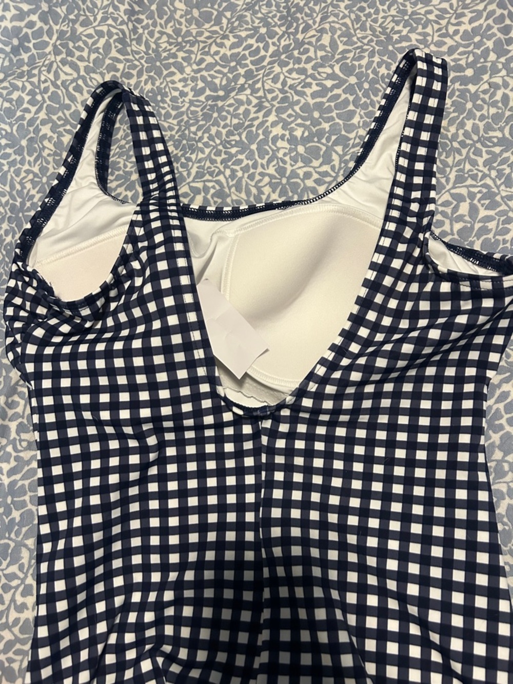 Draper James X Lands End Deep Sea Navy White Mini Gingham Swimsuit NWT - Picture 6 of 6